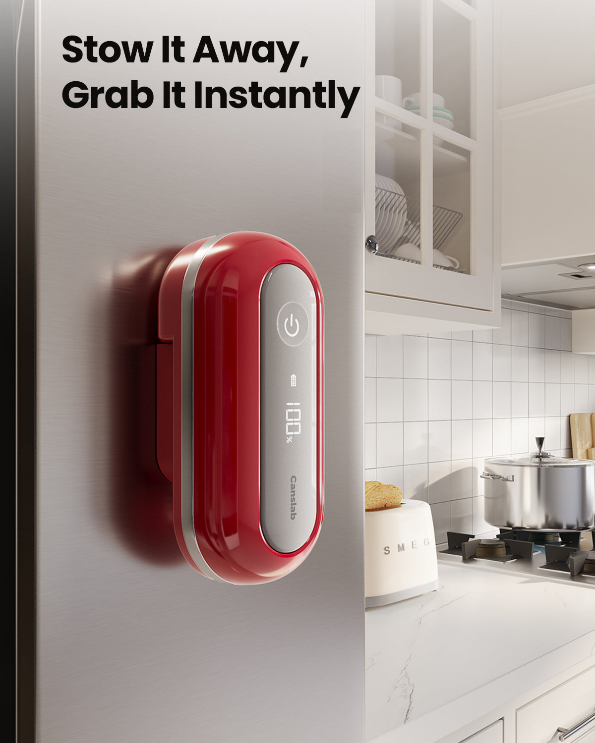 Canslab Electric Can Opener_Retro Series_Wall Mountable Can Opener Mounted to Refrigerator